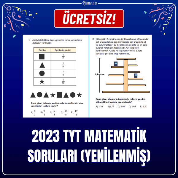 ÜCRETSİZ TYT MATEMATİK SORULARI (YENİLENMİS)